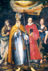 St. Apollonia, St. Nicholas of Bari, Sant`anna and the dove of the Paraclete - the Church of St. Mary of the Visitation - Cascia