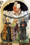 Santa Maria col Bambino, l`Apostolo Tommaso, San`Agostino e San Nicola da Tolentino - 1563 - Chiesa di Sant`Agostino - Cascia