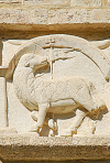 The Agnus Dei - Bas-relief of the portal of entry - Abbey Sant`Eutizio - Piedivalle - Preci